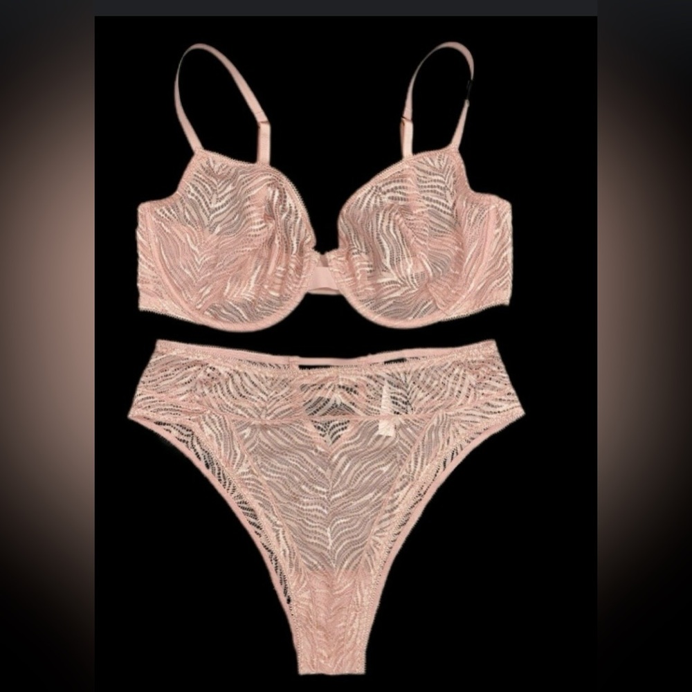 Victoria’s Secret Sheer Demi Bra with Matching Brazilian Panty. 38DD, XL. NWT!